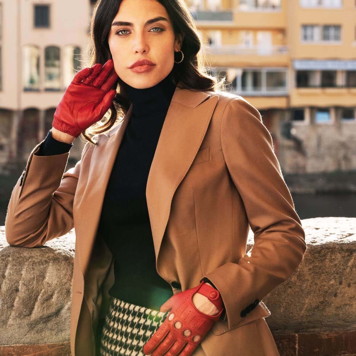 Roberta (red) - classic Italian lambskin leather driving gloves - Bellanzari- Luxury Leather Gloves - Handmade in Italy - 8