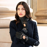 Rosalia (black) - Italian driving gloves made of American deerskin leather - Bellanzari - Luxury Driving Gloves - Handmade in Italy - 3