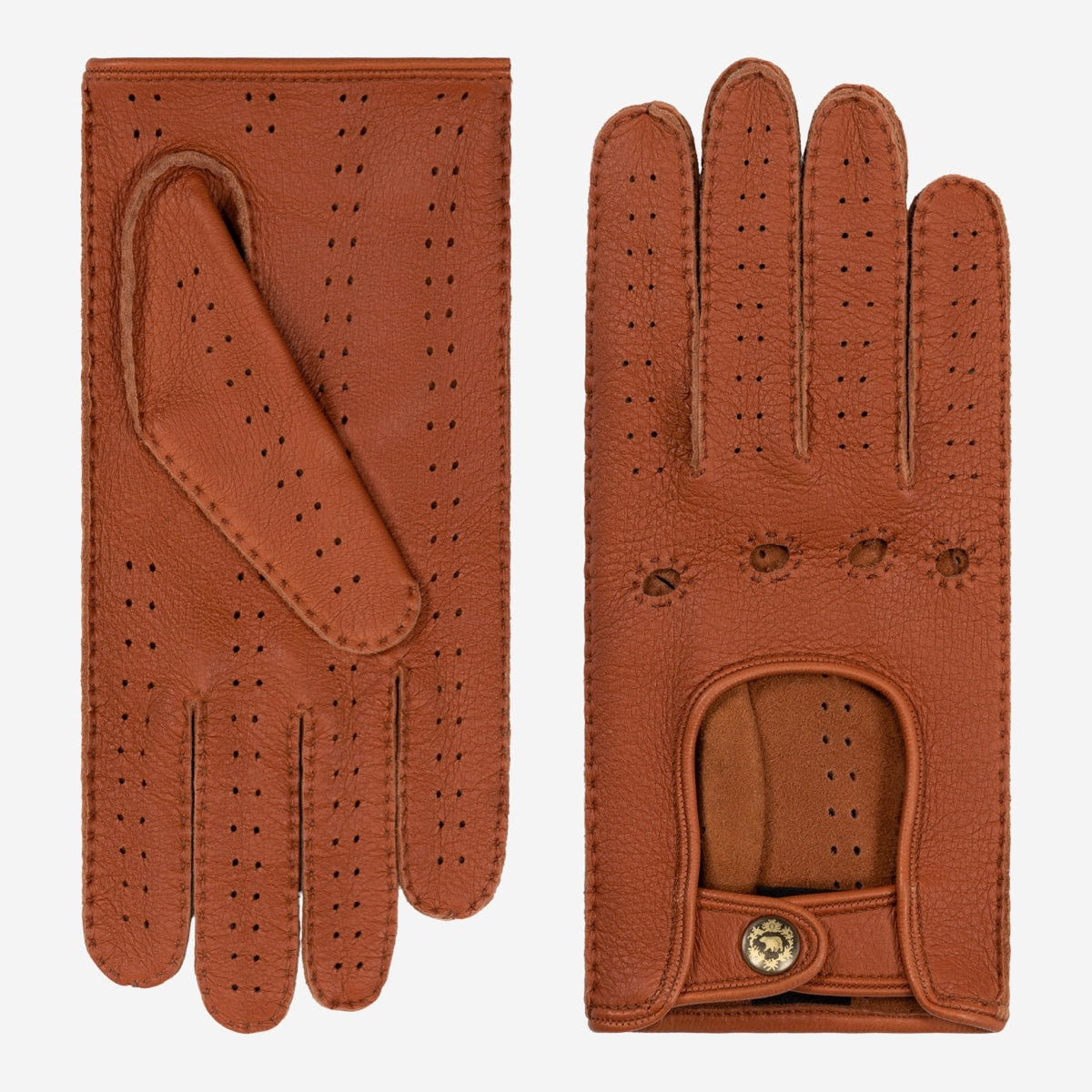 Rosalia (brown) - Italian driving gloves made of American deerskin leather - Bellanzari- Luxury Driving Gloves - Handmade in Italy - 1
