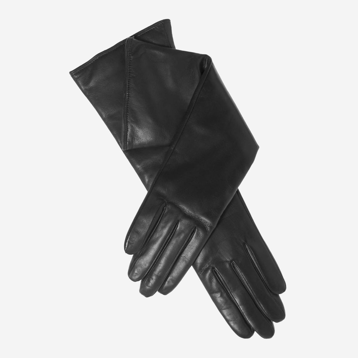 Santina (black) - Italian cashmere lined 6-button length leather gloves - Bellanzari- Luxury Leather Gloves - Handmade in Italy - 1