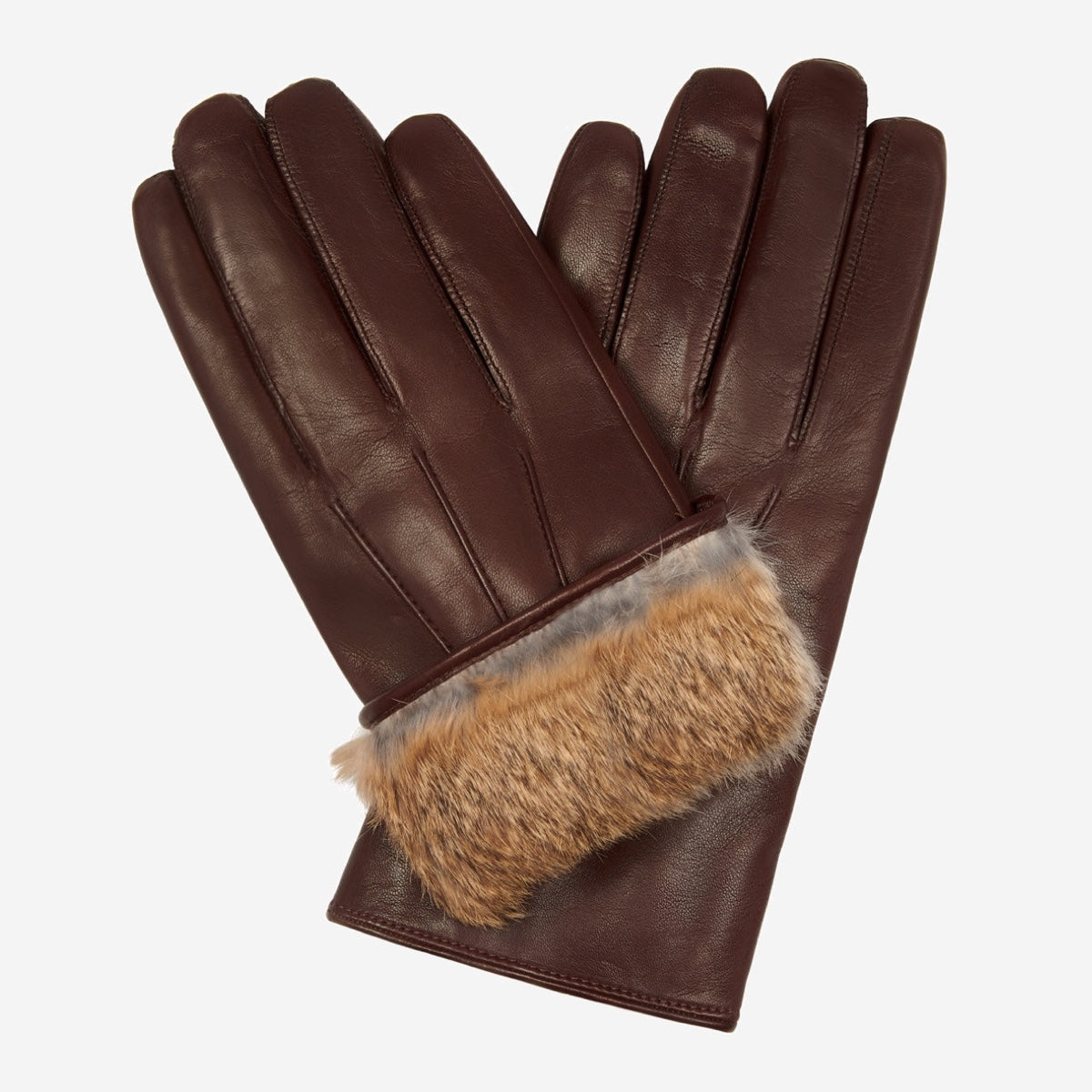 Sergio (brown) - Italian lambskin leather gloves with brown rabbit fur lining - Bellanzari - Luxury Leather Gloves - Handmade in Italy - 1