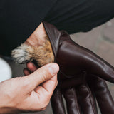 Sergio (brown) - Italian lambskin leather gloves with brown rabbit fur lining - Bellanzari - Luxury Leather Gloves - Handmade in Italy - 7