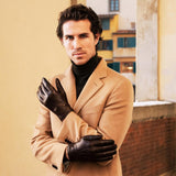 Sergio (brown) - Italian lambskin leather gloves with brown rabbit fur lining - Bellanzari - Luxury Leather Gloves - Handmade in Italy - 8