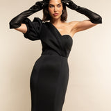 Silvana (black) - Italian unlined 12-button length leather opera gloves - Bellanzari- Luxury Leather Gloves - Handmade in Italy - 2