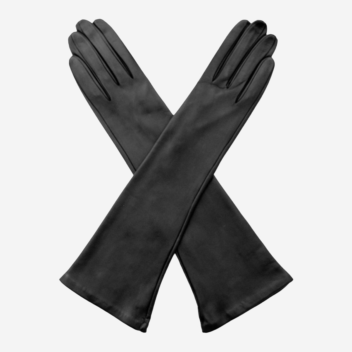 Silvana (black) - Italian unlined 12-button length leather opera gloves - Bellanzari- Luxury Leather Gloves - Handmade in Italy - 1
