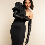 Silvana (black) - Italian unlined 16-button length leather opera gloves - Bellanzari - Luxury Leather Gloves - Handmade in Italy - 5