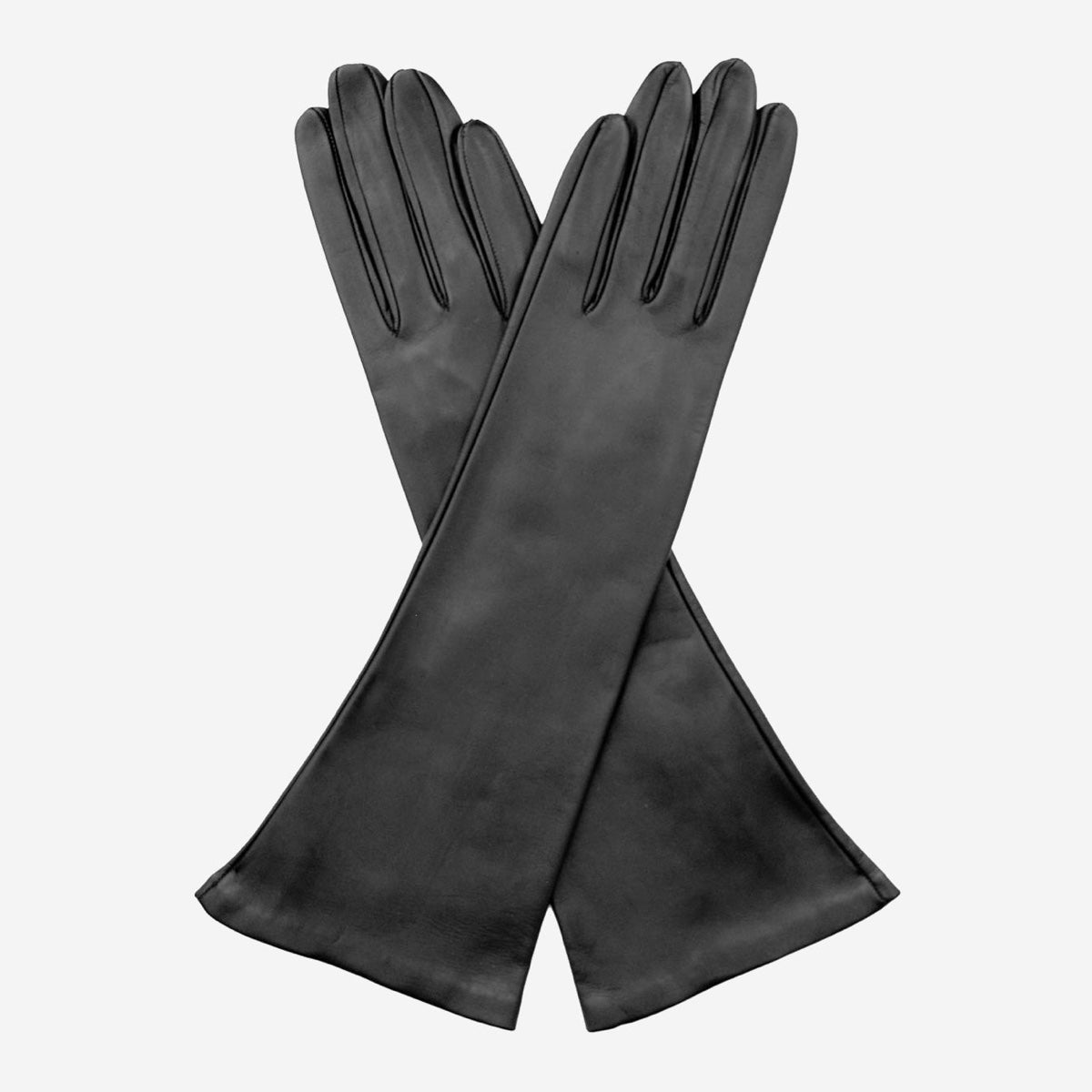 Silvana (black) - Italian unlined 6-button length leather opera gloves - Bellanzari - Luxury Leather Gloves - Handmade in Italy - 1