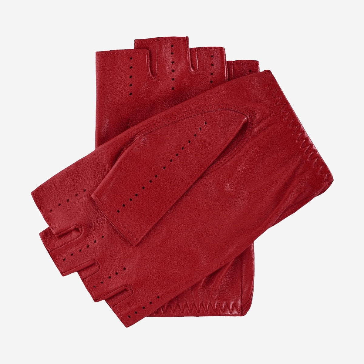 Stefania (red) - Italian fingerless lambskin leather driving gloves - Bellanzari - Luxury Driving Gloves - Handmade in Italy - 1