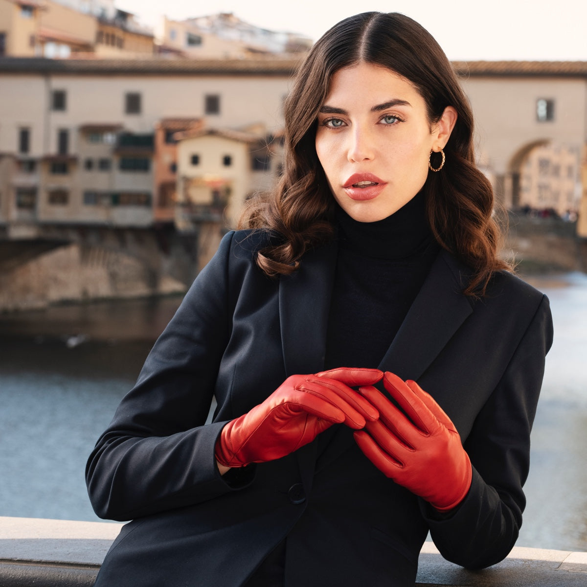 Valentina (red) - Italian lambskin leather gloves with cashmere lining - Bellanzari - Luxury Leather Gloves - Handmade in Italy - 4