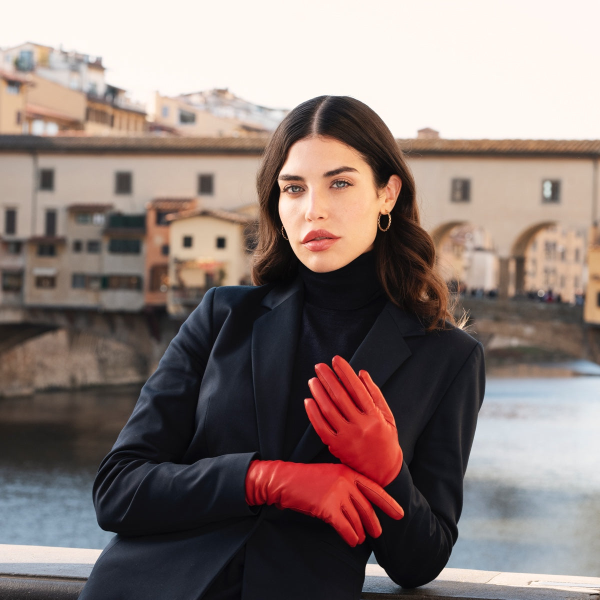 Valentina (red) - Italian lambskin leather gloves with cashmere lining - Bellanzari - Luxury Leather Gloves - Handmade in Italy - 7