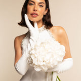 Viola (white) - Italian silk lined 12-button length leather bridal / opera gloves - Bellanzari - Luxury Leather Gloves - Handmade in Italy - 2