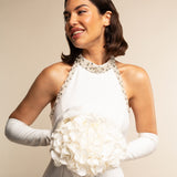 Viola (white) - Italian silk lined 12-button length leather bridal / opera gloves - Bellanzari - Luxury Leather Gloves - Handmade in Italy - 5