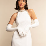 Viola (white) – Italian silk-Lined 16-button length leather bridal opera gloves for women - Bellanzari - Luxury Leather Gloves - Handmade in Italy - 4