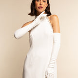 Viola (white) – Italian silk-Lined 16-button length leather bridal opera gloves for women - Bellanzari - Luxury Leather Gloves - Handmade in Italy - 6