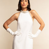 Viola (white) - Italian silk lined 6-button length leather bridal / opera gloves - Bellanzari - Luxury Leather Gloves - Handmade in Italy - 1