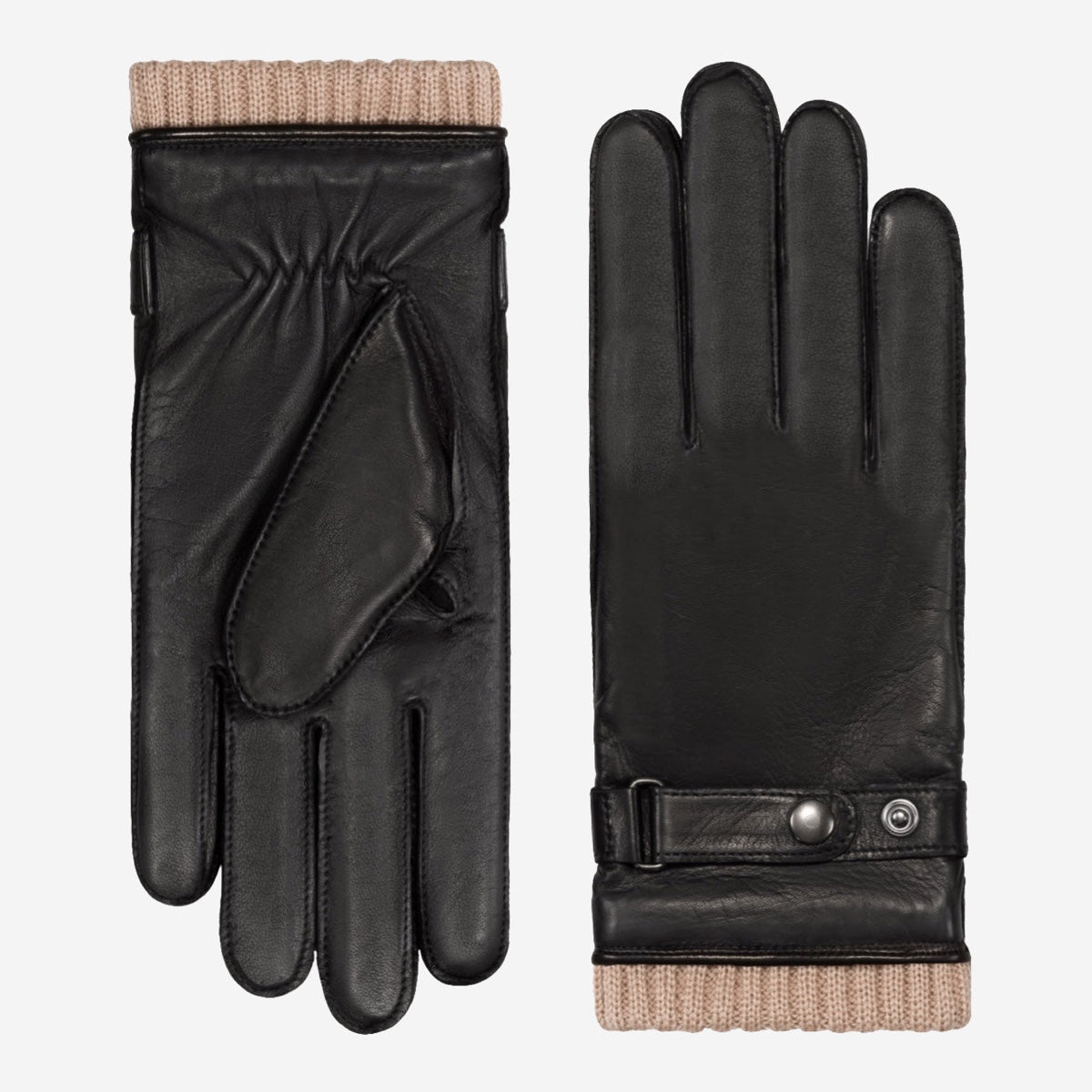 Alberto (black) - Italian lambskin leather gloves with cashmere lining & touchscreen feature - Bellanzari - Luxury Leather Gloves - Handmade in Italy - 1