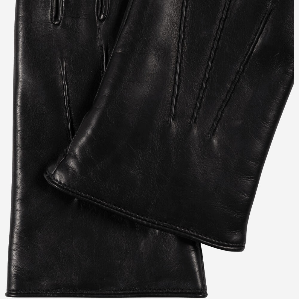 Alfredo (black) - Italian lambskin leather gloves with lambswool lining & touchscreen feature - Bellanzari - Luxury Leather Gloves - Handmade in Italy - 3