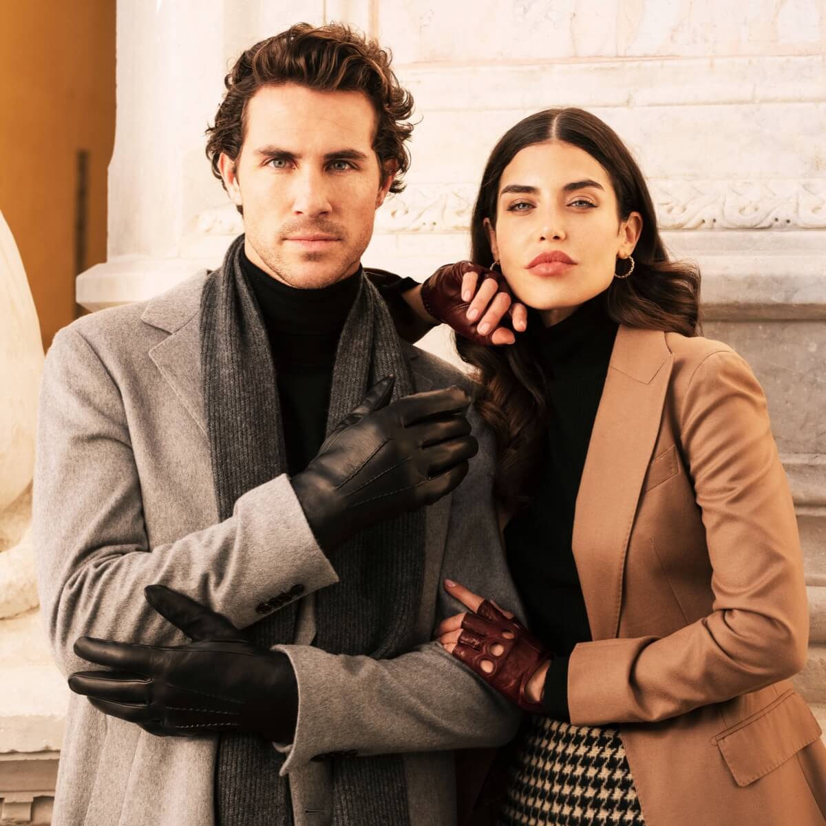 Alfredo (black) - Italian lambskin leather gloves with lambswool lining & touchscreen feature - Bellanzari - Luxury Leather Gloves - Handmade in Italy - 8