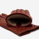 Aurora (brown) - classic Italian lambskin leather gloves with cashmere lining and checkered pattern - Fratelli Orsini - Luxury Leather Gloves - Handmade in Italy - 3