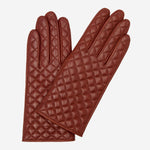 Aurora (brown) - classic Italian lambskin leather gloves with cashmere lining and checkered pattern - Bellanzari - Luxury Leather Gloves - Handmade in Italy - 1