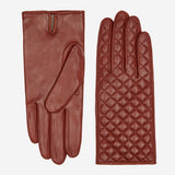 Aurora (brown) - classic Italian lambskin leather gloves with cashmere lining and checkered pattern - Bellanzari - Luxury Leather Gloves - Handmade in Italy - 2