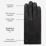 Alfredo (schwarz) – Italienische Lammlederhandschuhe mit Lammwollfutter und Touchscreen-Funktion