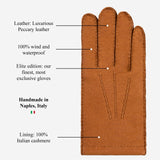 Filippo (braun) - Handschuhe aus italienischem Peccary-Leder mit Kaschmirfutter