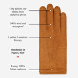Arianna (bruin) - Luxe Italiaanse handschoenen van pekarileer met kasjmier voering voor dames
