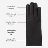 Diana (schwarz) – Handschuhe aus italienischem Lammleder mit Lammwollfutter und Touchscreen-Funktion