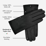 Mirella (schwarz) – Handschuhe aus italienischem Lammleder mit Seidenfutter