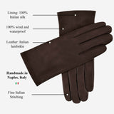 Mirella (dark brown) – Italian lambskin leather gloves with silk lining