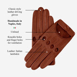 Roberta (cognac) – Women's classic Italian lambskin leather driving gloves