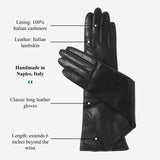 Santina (black) – Italian cashmere-lined 6-button length leather gloves for women
