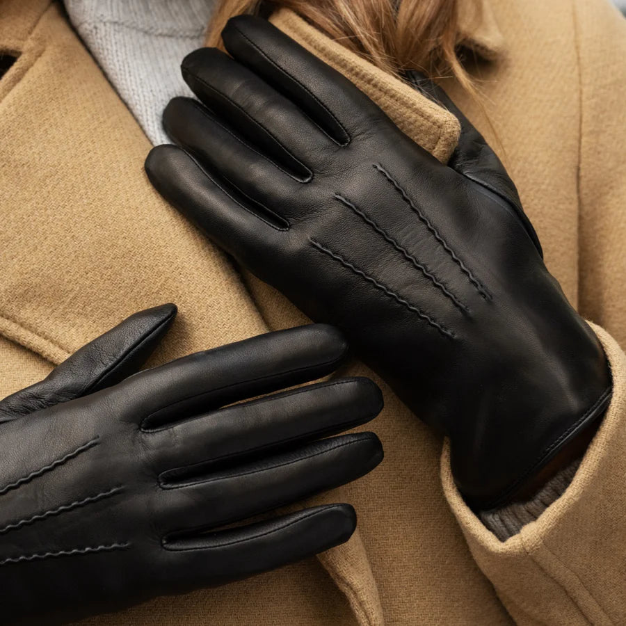 Black Leather Gloves - Bellazari