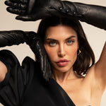 Camilla (black) – Italian silk-lined 12-button length leather opera gloves for women - Bellanzari - Luxury Leather Gloves - 2