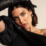 Camilla (black) – Italian silk-lined 12-button length leather opera gloves for women - Bellanzari - Luxury Leather Gloves - 6