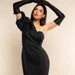 Camilla (black) – Italian silk-lined 16-button length leather opera gloves for women- Bellanzari - Luxury Leather Gloves - 2
