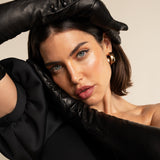 Camilla (black) – Italian silk-lined 16-button length leather opera gloves for women- Bellanzari - Luxury Leather Gloves - 3