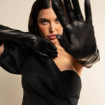 Camilla (black) – Italian silk-lined 16-button length leather opera gloves for women- Bellanzari - Luxury Leather Gloves - 5