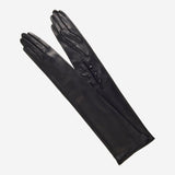 Camilla (black) – Italian silk-lined 16-button length leather opera gloves for women- Bellanzari - Luxury Leather Gloves - 1
