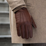 Ernesto (brown) - Italian gloves made of American deerskin leather with rabbit fur lining - Bellanzari - Luxury Leather Gloves - Handmade in Italy - 10