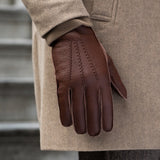 Ernesto (brown) - Italian gloves made of American deerskin leather with rabbit fur lining - Bellanzari - Luxury Leather Gloves - Handmade in Italy - 10