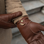 Ernesto (brown) - Italian gloves made of American deerskin leather with rabbit fur lining - Bellanzari - Luxury Leather Gloves - Handmade in Italy - 11