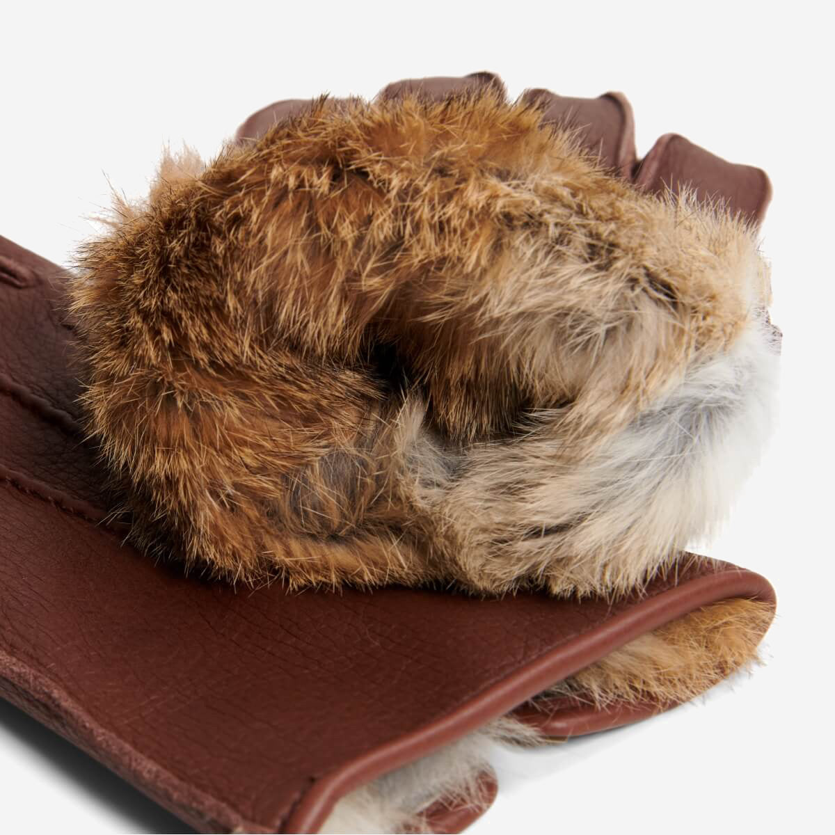 Ernesto (brown) - Italian gloves made of American deerskin leather with rabbit fur lining - Bellanzari - Luxury Leather Gloves - Handmade in Italy - 2