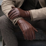 Ernesto (brown) - Italian gloves made of American deerskin leather with rabbit fur lining - Bellanzari - Luxury Leather Gloves - Handmade in Italy - 7