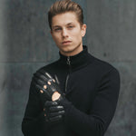 Fabio (black) – Italian lambskin leather driving gloves with touchscreen feature - Bellanzari - Luxury Driving Gloves - Handmade in Italy - 6