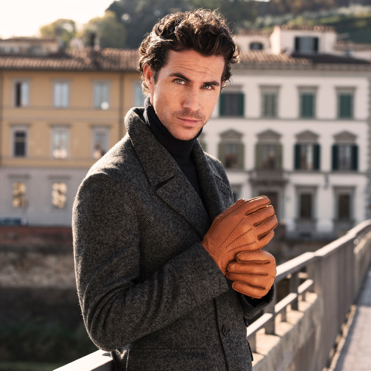 Filippo (brown) - Italian peccary leather gloves with cashmere lining - Fratelli Orsini - Luxury Leather Gloves - Handmade in Italy - 6