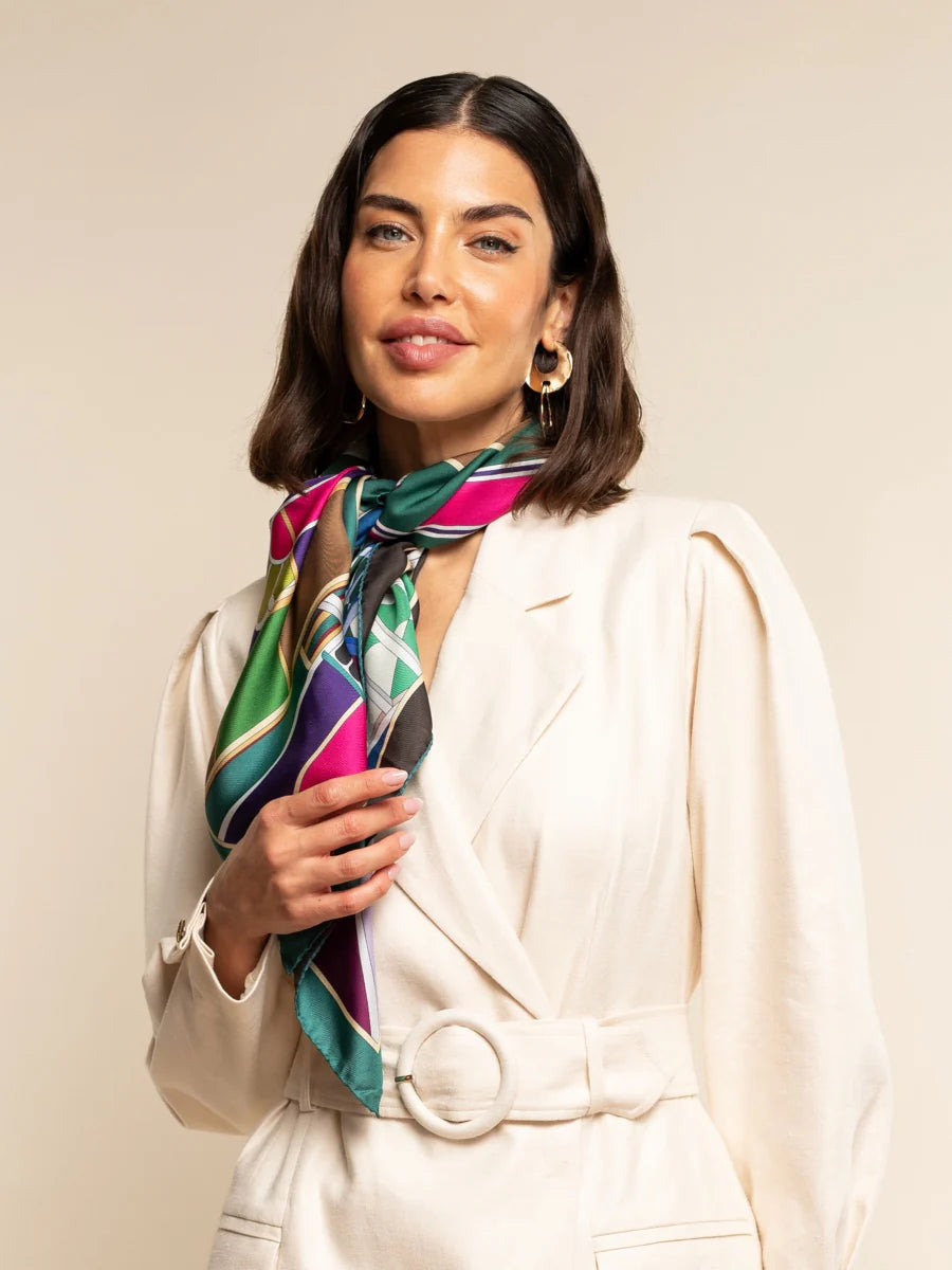 Fiorella (green) - soft and lightweight Italian foulard from pure silk - Bellanzari - Premium Scarf - Handmade in Italy