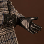 Gennaro (black) – Italian lambskin gloves with cashmere lining and checkered detail - Bellanzari - Luxury Leather Gloves - Handmade in Italy - 10
