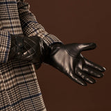 Gennaro (black) – Italian lambskin gloves with cashmere lining and checkered detail - Bellanzari - Luxury Leather Gloves - Handmade in Italy - 10